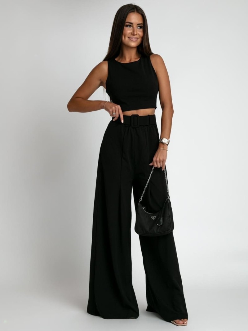 2-piece set, wide pants and black blouse AZRHP3868